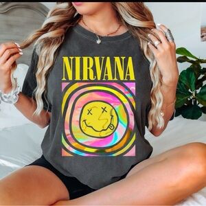 NIRVANA Charcoal Tee with Iconic Logo